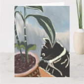 猫が観葉植物を見守る  カード (正面)