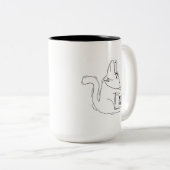 猫が言うには、コーヒーを飲むと感じ殺される量が減る ツートーンマグカップ (正面右)
