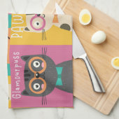 猫が言うヘイおもしろいミーム    キッチンタオル (四つ折り)