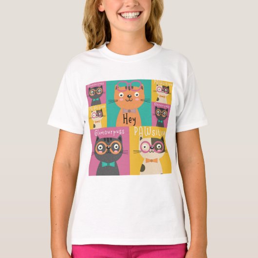 猫が言うヘイおもしろいミーム   Tシャツ (正面)