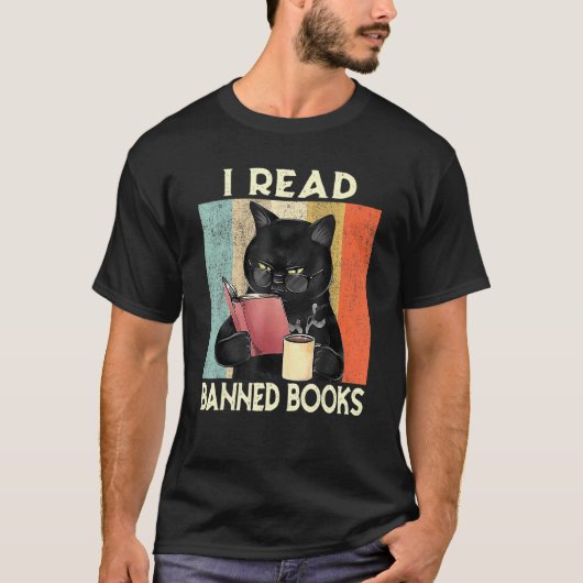 猫が読禁書読週 Tシャツ (正面)
