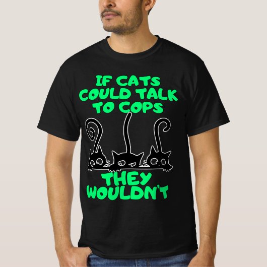 猫が警察に話しかける Tシャツ (正面)