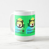 猫が足カラフルを踏む コーヒーマグカップ (正面左)