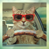 猫が車を運転する面白いサンシェード 30cm x 30cm ウィンドウサイン (シート3)