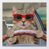 猫が車を運転する面白いサンシェード 30cm x 30cm ウィンドウサイン (シート)