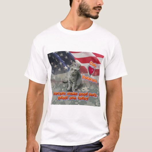 猫が退役軍人の生涯の友に Tシャツ (正面)