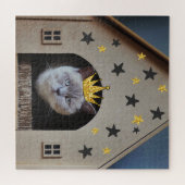 猫が金おもしろいのグリッター冠を被きらきら光るる ジグソーパズル (横)