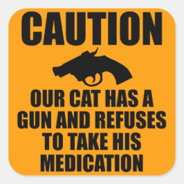 猫が鉄砲を持っている スクエアシール