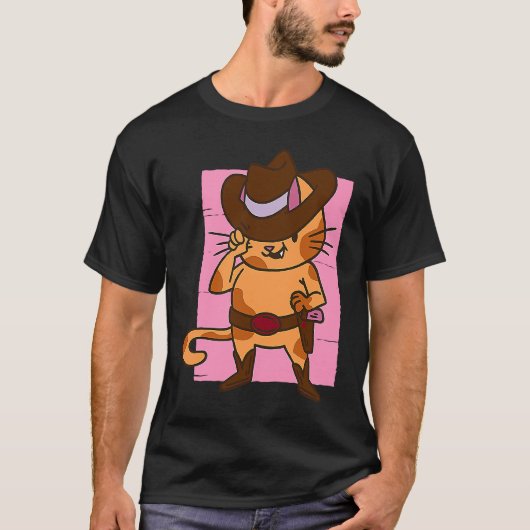 猫が銃を選ぶ Tシャツ (正面)