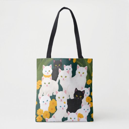 猫が集まる トートバッグ (正面)