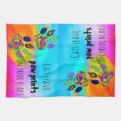 猫が離れ手でハートのキッチンタオルにプリント キッチンタオル (横)