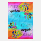 猫が離れ手でハートのキッチンタオルにプリント キッチンタオル (縦)