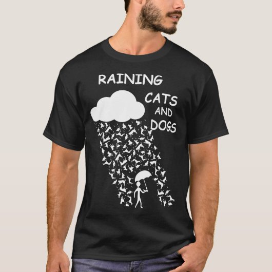 猫が雨のように降る Tシャツ (正面)