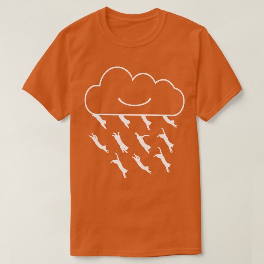 猫が雲から現れる雨 Tシャツ (デザイン正面)