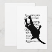 猫が音符にぶら下がっている 招待状 (正面/裏面)