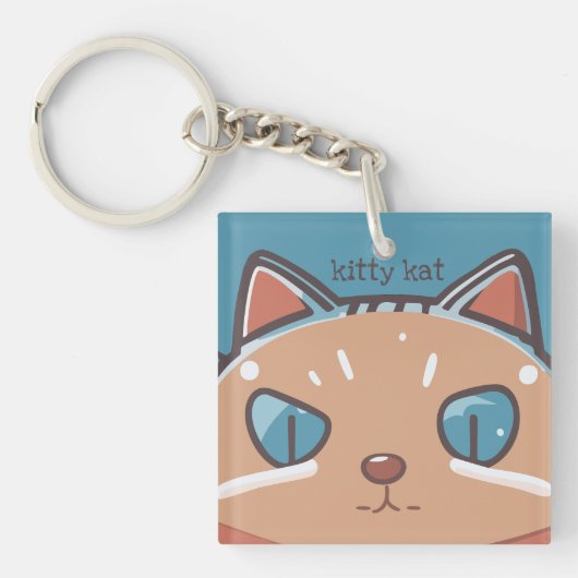 猫が顔を出す キーホルダー (正面)