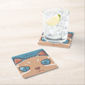 猫が顔を出す スクエアペーパーコースター (インサイチュ)