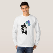 猫が風船かわいい動物たち黒猫 Tシャツ (正面フル)