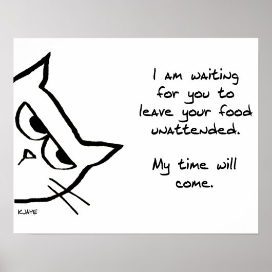 猫が食べ物を盗みおもしろい出す ポスター (正面)