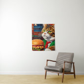 猫が食堂でチーズバーガーを注文 タペストリー (インサイチュ)