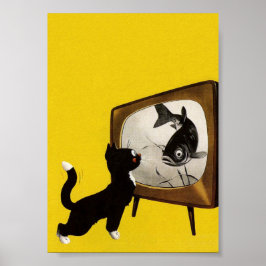 猫が魚のヴィンテージを見おもしろいるポスター ポスター