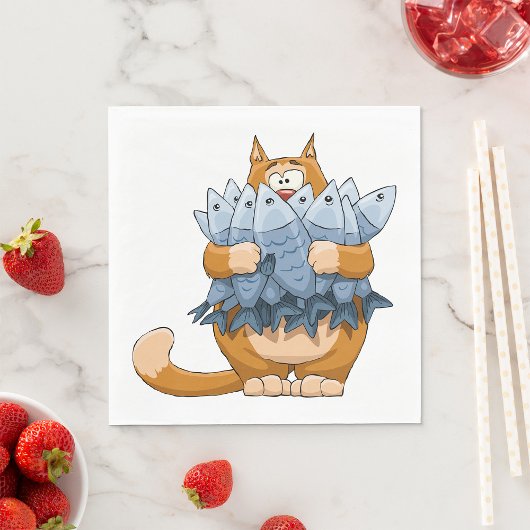猫が魚を飼う スタンダードランチョンナプキン