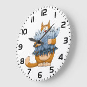 猫が魚を飼う ラージ壁時計 (傾斜)