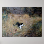 猫が鳥を捕まえたブルーノ・ライジェフォス ポスター (正面)