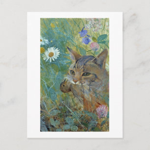 猫が鳥を捕まえたブルーノ・ライジェフォス ポストカード