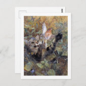 猫が鳥を捕るブルーノライジェフォス ポストカード (正面/裏面)