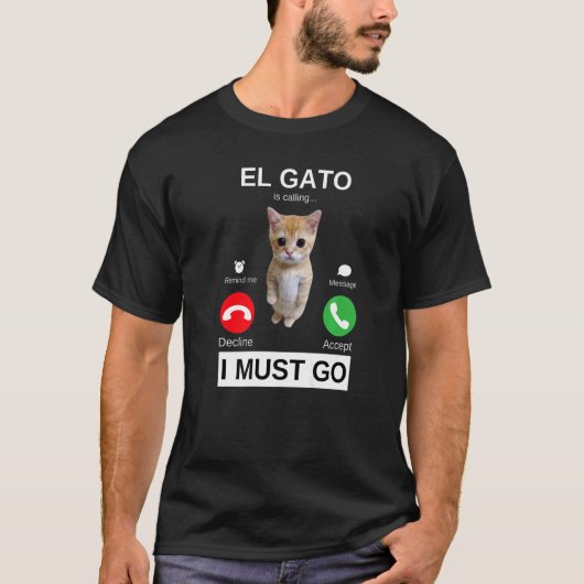 猫が鳴いている悲しい泣き猫のミーム Tシャツ (正面)