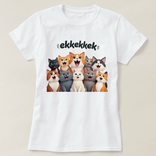 猫が鳴き声を上げて鳴く Tシャツ (デザイン正面)