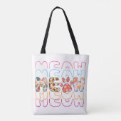 猫が鳴き声を上げるプリントやフォント トートバッグ (裏面)