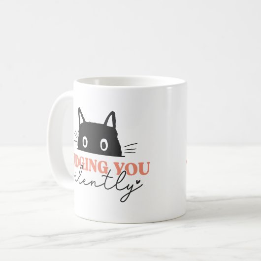 猫が黙って君を判断する コーヒーマグカップ (正面左)