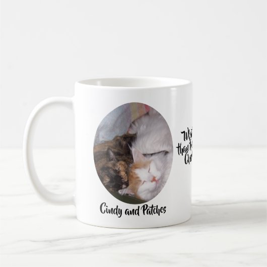 猫が2素晴らし枚の写真と名前を愛 コーヒーマグカップ (左)