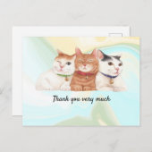 猫が3匹の猫を笑顔にしたサンキューカード ポストカード (正面/裏面)