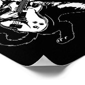 猫がBギターで演奏する面白いロック音楽好きミュージシャン ポスター (角)