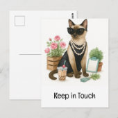猫がtouchで泡茶保を飲んでいる ポストカード (正面/裏面)