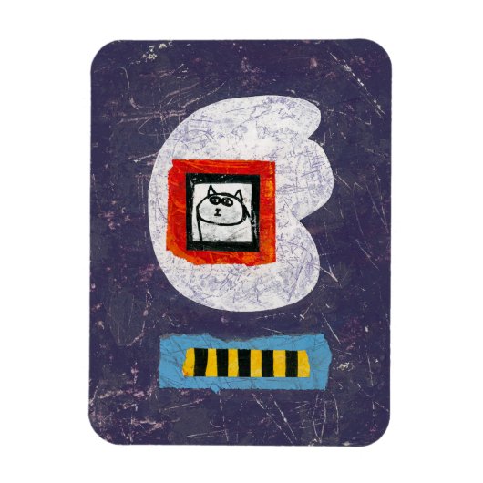 猫がYearbook Photo Prexiller Magnetに着席 マグネット (縦)