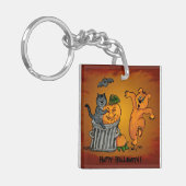 猫こうもり犬とクモのハッピーハローウィン キーホルダー (正面左)