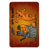 猫こうもり犬とクモのハッピーハローウィン マグネット (縦)