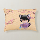 猫こけし人形 - 猫耳芸者 アクセントクッション (正面)