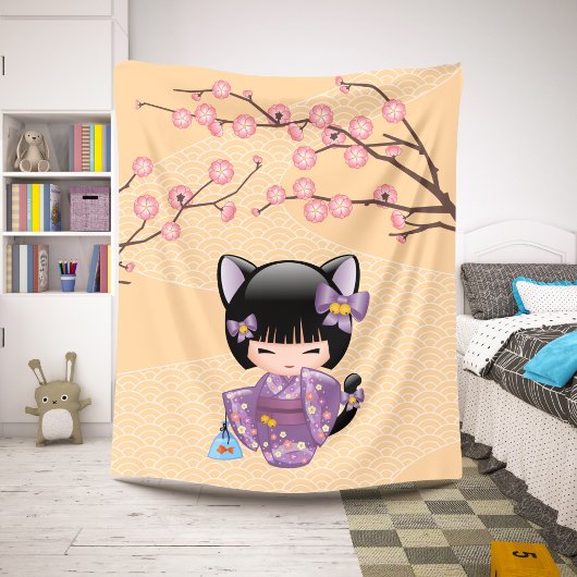 猫こけし人形 - 猫耳芸者 シェルパブランケット