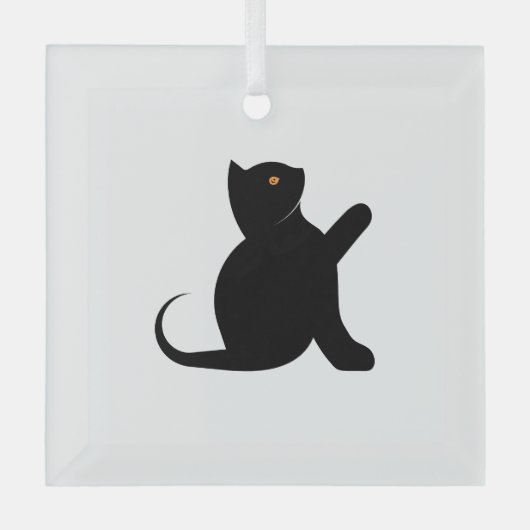 猫ことわざこんにちは ガラスオーナメント (正面)