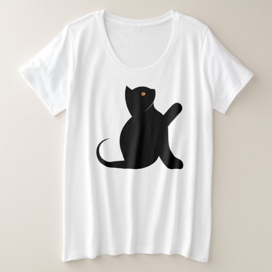猫ことわざこんにちは プラスサイズTシャツ (デザイン正面)