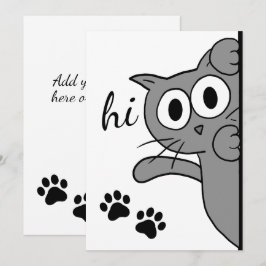 猫ことわざハイハローグレーカスタム文字フラット カード