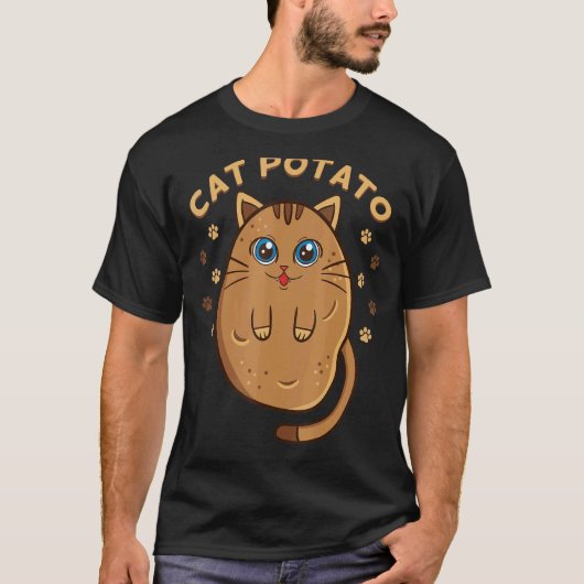 猫じゃが ケト 完全菜食主義者 根菜 ポテト Tシャツ (正面)