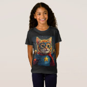 猫すごいの女の子:圧倒的に強力 Tシャツ (正面フル)