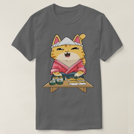 猫すし日本のアニメ Tシャツ (デザイン正面)