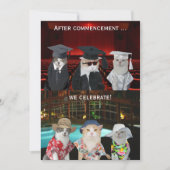 猫たおもしろいちカスタマイズ可能な卒業パーティー招待状 招待状 (正面)